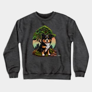 Bernese Mountain Dog Puppy Diorama Crewneck Sweatshirt